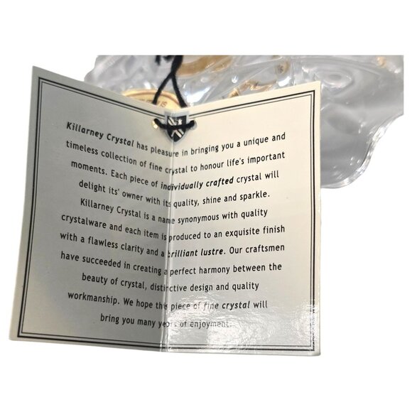 Killarney Crystal Ireland 22K Gold Trinket Dish w/ Emerald Heart Claddagh Accent - Picture 7 of 16